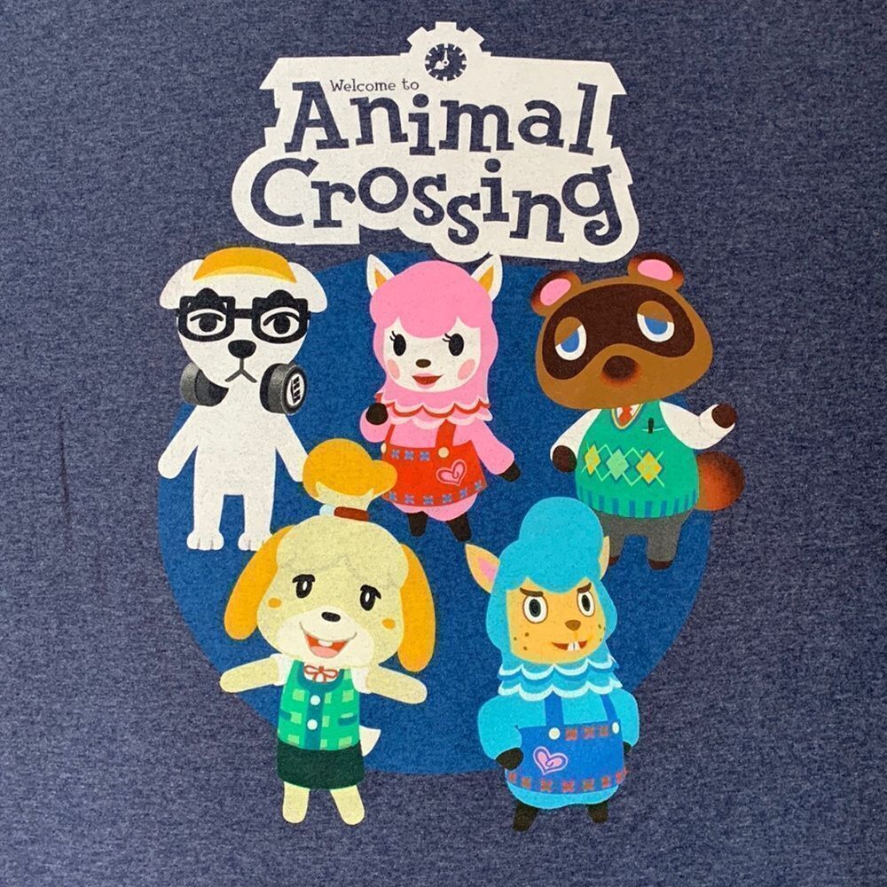 Animal Crossing Characters Game Graphic T-Shirt XL Unisex Blue